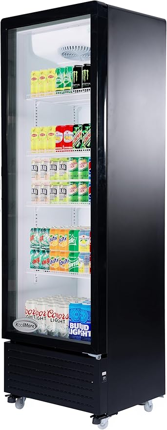 KoolMore KM-MDR-1GD-10C 23 in. One Glass Door Commercial Display Merchandiser Refrigerator Cooler in Black, ETL Listed, 10 cu. ft
