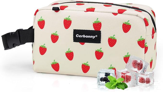 Cerbonny Small Cooler Bag Freezable Lunch Bag for Work School Travel,Small Lunch Bag,insulated snack bag For Adults/Kids,Mini Cooler,Lunch bag small Fit For Yogurt（Strawberries）