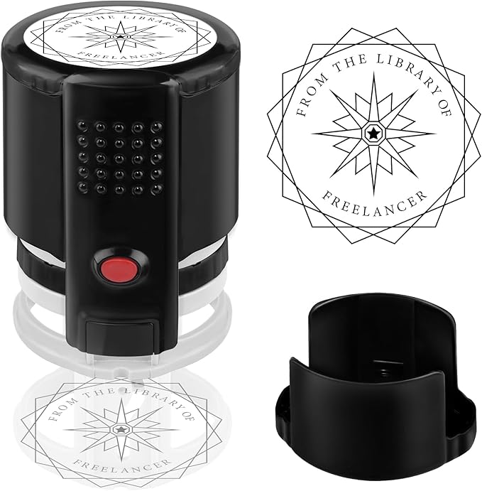 Custom Ink Stamp | Personalized Self Inking Stamp Gifts for Book Lovers, Readers, Teachers | 5 Ink Colors (Star-02)