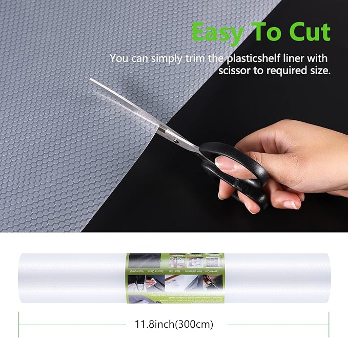 Shelf Liners for Kitchen Cabinet Refrigerator Liners Waterproof Kitchen Cupboard Liner Drawer Mats EVA Material Non Adhesive Fridge Mats for Shelves Clear 2 Rolls 17.5 x 236.2 Inches