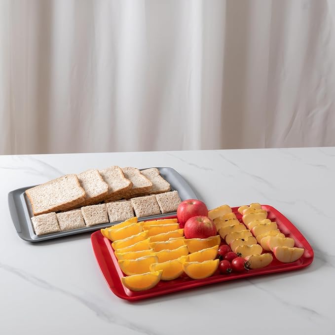 Grilling Prep and Serve Trays, BBQ Tray for Raw and Cooked Food, Melamine Serving Platter/Tray for Food, Set of 2, Great Gift for Father's Day and BBQ Lovers,Perfect for Everyday Use