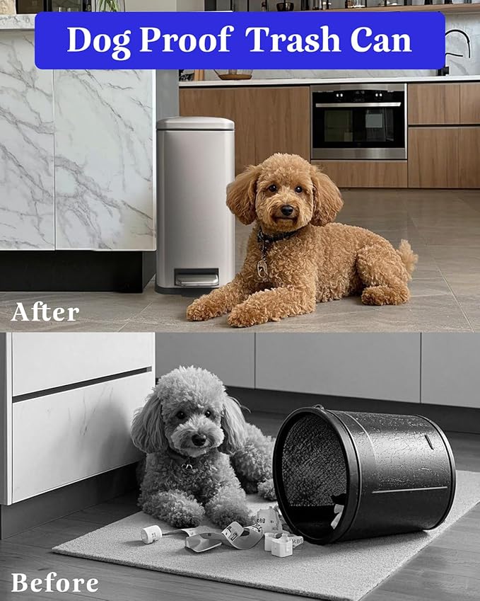 Grey Trash Can, 2.6 Gallon Bathroom Trash Can with Lid, Stainless Steel Garbage Can with Removable Liner, 10 Liter Rectangle Step Trash Bin for Office, Kitchen, Bedroom, Living Room, Dorm