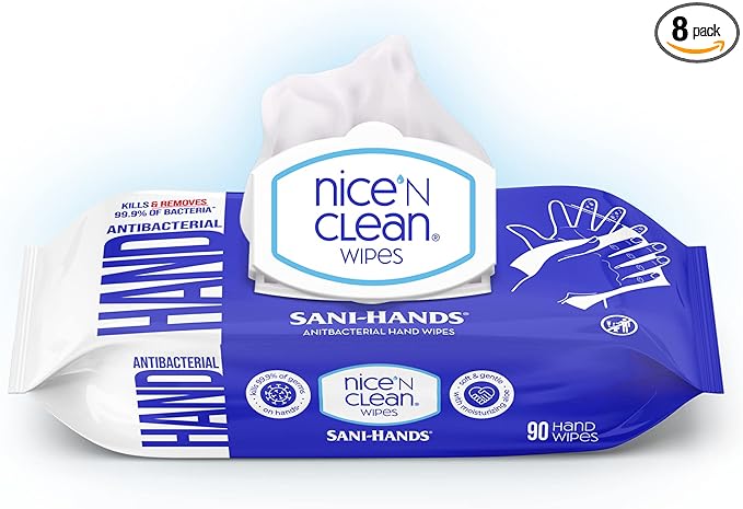 Nice 'N CLEAN Sensitive Skin Wet Hand Wipes 90ct (8-Pack) | Infused with Aloe | Hypoallergenic Wipes More Effective than Gel