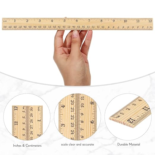 Zonon 30 Pcs 12 Inch Plastic Ruler Assorted Colors Ruler Bulk with Centimeters Millimeter and Inches Rulers First Day of School Gift for Kids School Classroom Office Supplies(Simple Color,Wood)