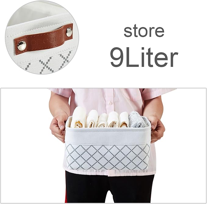 DECOMOMO Small Storage Basket, Closet Storage Bins, Baskets for Organizing Shelves (White Check, Small - 6 Pack)