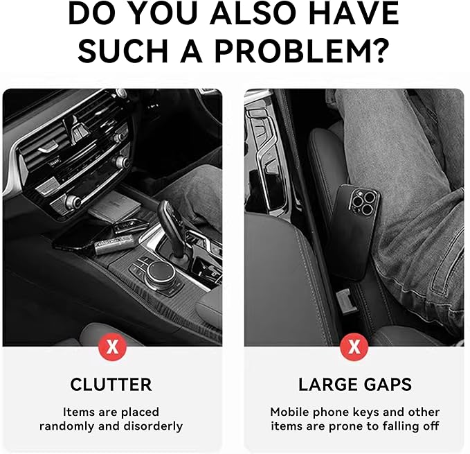 2PCS Car Seat Gap Filler, Automotive Seat Organizer Fill The Gap Between Seat and Console, Universal Car Storage Box Inserts Fill The Gap Between Seat &Console for Coins Wallets Keys (Red)