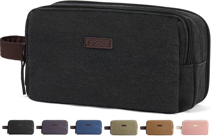 Sooez Large Pencil Case Pouch, Extra Big Pencil Pouch Pencil Bag with PU Handle & Zipper, Sturdy Pen Case with 3 Compartments, Aesthetic School College Supplies Organizer for Men Women Boys, Dark Gray