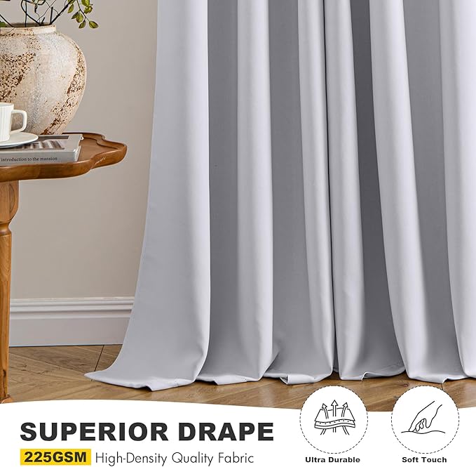 MIULEE Bedroom Blackout Curtains Thermal Insulated Room Darkening Drapes for Living Room Kitchen Grommet Top Light Blocking Window Treatment Curtains, 40 x 54 Inches Long, 2 Panels, Greyish White