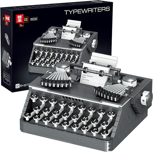 XIU Ideas Retro Typewriter Building Blocks Set,Typewriter Mini Building Blocks Set for Adult,STEM Vintage Building Blocks Kit for Kid 6+(1136pcs),Collectible Typewriter Display Model Black