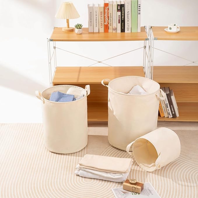 Foldable Storage Bins with Lids Cotton Canvas Rectangular Storage Box Ideal for Organization Lightweight and Durable (10.24 x 10.04)