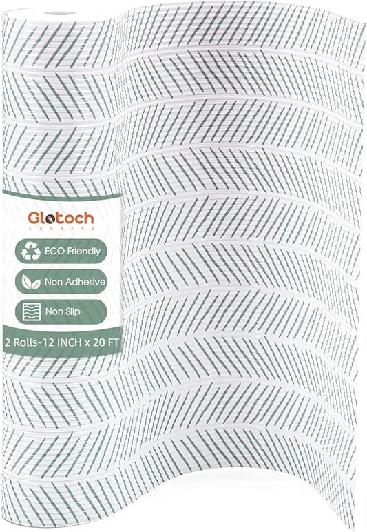 Glotoch Premium Shelf Liners for Kitchen Cabinets,2 Rolls x 12in x 20FT Non-Adhesive Liners for Shelves,Non Slip Waterproof Contact Paper for Drawers Pantry, EVA Cabinet Liner,White Herringbone