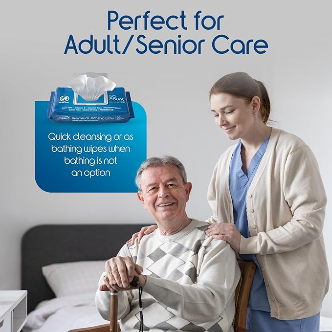 Inspire Adult Wet Wipes, Wash Cloths, Incontinence & Cleansing for Elderly Extra Large, 8"x12" (300 count)