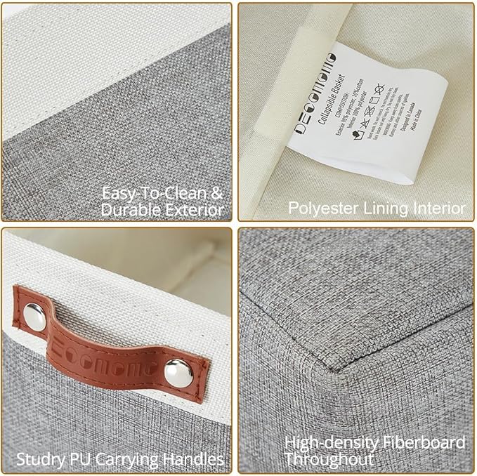 DECOMOMO Small Storage Basket, Closet Storage Bins, Baskets for Organizing Shelves (Grey & White, Small - 6 Pack)