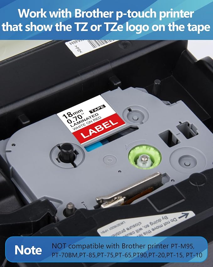 Weemay 3 Pack TZe445 18mm White on Red Laminated Label Tape Compatible with Brother Label Maker Tape TZe-445 TZe 445 TZ-445 TZ445 for PT-D400AD PT-D610BT PT-D600 PT-D410 Printer, 0.7" x 26.2'