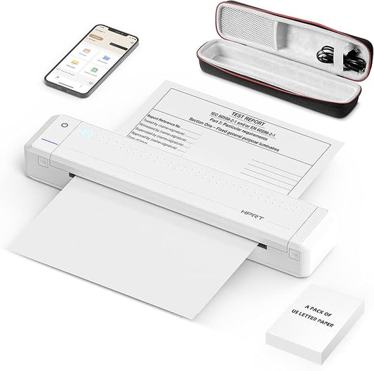 HPRT Portable Printer Wireless Bluetooth Connection MT866 Thermal Inkless Mobile Support 8.5'' X 11'' US Letter, Compatible with iPhone Android MacBook Windows Laptops (Upgraded Version), white