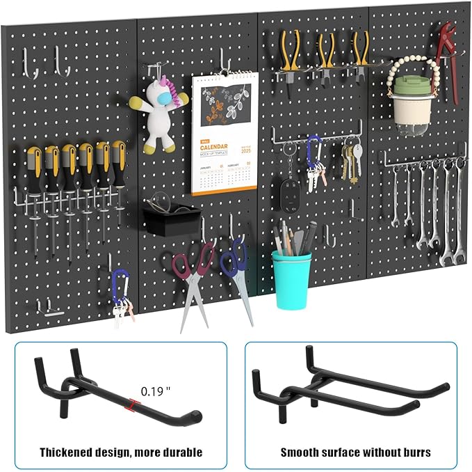 157 PCS Extra Thick Pegboard Hook Set, Metal Pegboard Accessory Organizer with Storage Bins and Peg Locks, Fits 1/4 Inch Pegboard Only, Ideal for Tools, Garage and Workshop Storage (Silver)