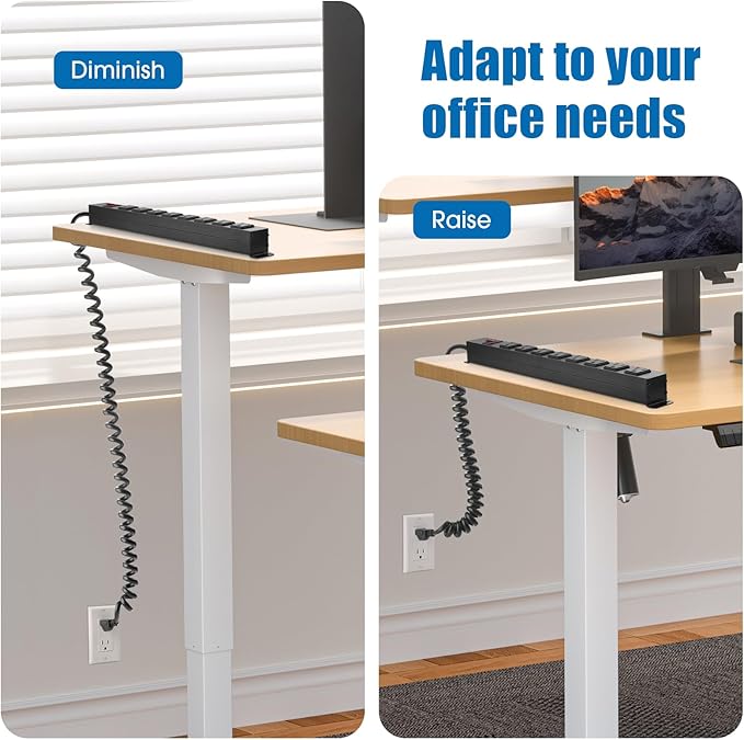 HHSOET 8 Outlet Metal Wall Mount Power Strip, Mountable Outlet with Switch, Heavy Duty Wide Spaced Surge Protector, 6 FT SJT 14AWG Black Spring Cord.