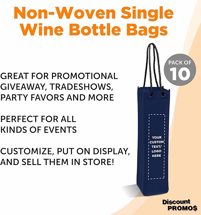 DISCOUNT PROMOS Non-Woven Vineyard Two Bottle Wine Bags