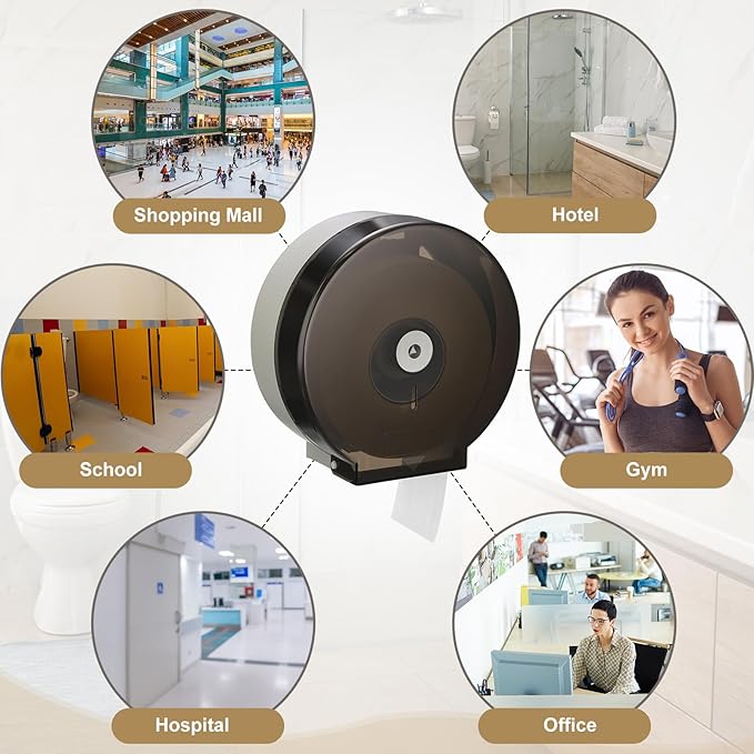 Layhit 4 Pack Toilet Paper Holder Wall Mount, Toilet Paper Towel Dispenser, Commercial 9" Jumbo Plastic Tissue Dispenser with Key Wall Lock for Bathroom, Office, Restaurants