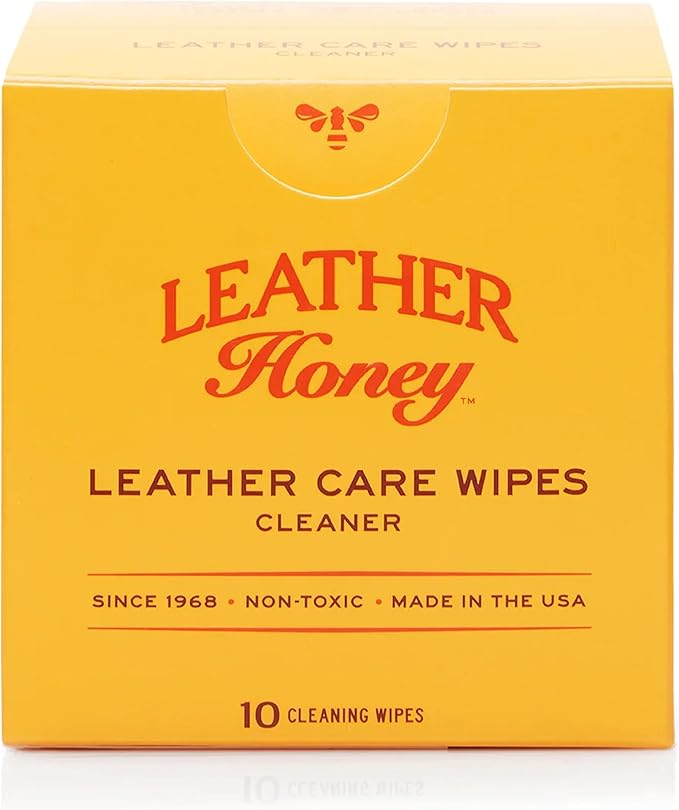 Leather Honey Leather Cleaner Wipes: Clean Leather On-The-Go. Cleaning Wipes for Leather, Faux & Vinyl - Couches, Car Seats, Purses, Shoes, Bags & Tack. Safe for Any Color. 10 Non-Toxic, Ready-to-Use