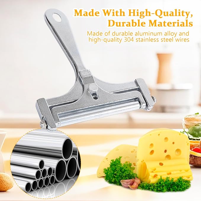 Sliced Cheese Container,Cheese Container for Refrigerator with a Metal Cheese Slicer,BPA-Free Kitchen Cheese Storage with Airtight Lid,for Deli Cheese Slices,Shredded,Cheeses Keeper