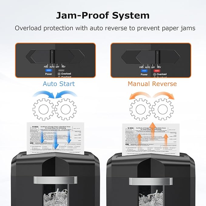 Bonsaii Paper Shredder, 12 Sheet Cross Cut Shredders for Home Office Heavy Duty, 20-Minutes Running Time with 4.2 Gal Pullout Bin for Credit Card Jam-Proof Shredding Machine (C266-A New)
