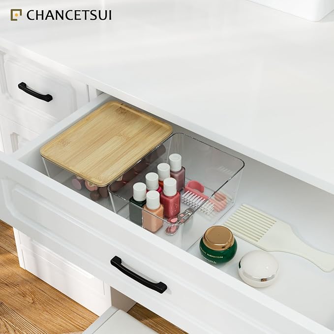 CHANCETSUI Stackable Storage Bins with Lids: Clear, 5x7, 2 Pack