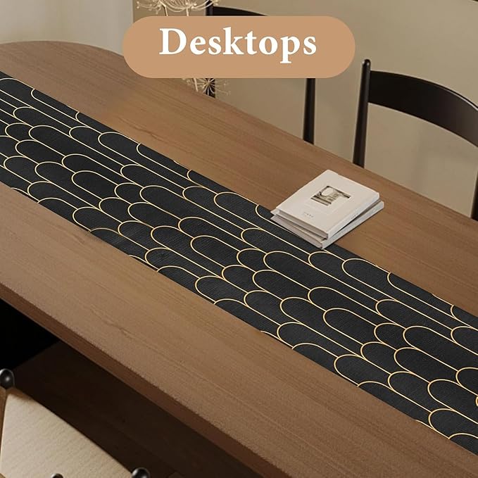 Shelf Liners for Kitchen Cabinets Drawer Liner 23.6in x 30FT Non Adhesive Black Gold Line Thickened Refrigerator Shelf Liner Paper Strong Easy to Clean for Tool Box with Knife and Tape Measure