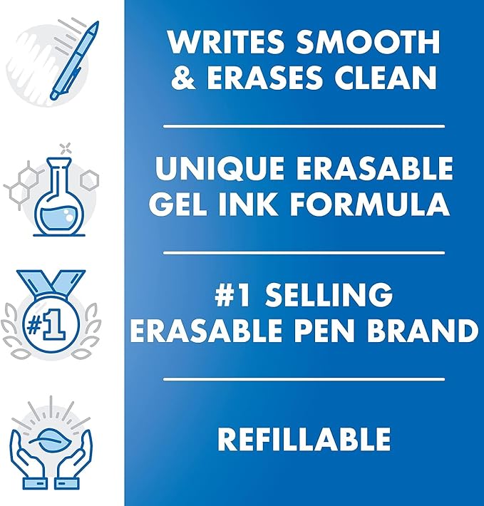 Pilot, FriXion Clicker Erasable Gel Pens, Fine Point 0.7 mm, Pack of 12, Black