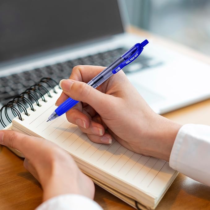 EYEYE G-103 Retractable 0.5mm Gel Pens, 10 Pack Extra Fine Point Blue Ink Pens Quick Dry, Ballpoint Pen Fine Point Smooth Writing Pens for Office School Supplies