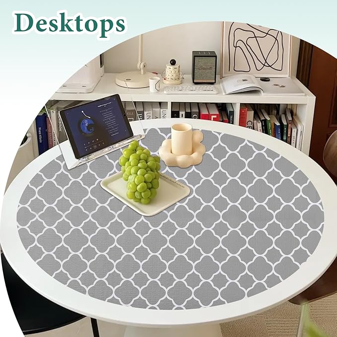 Shelf Liners for Kitchen Cabinets 17.3in x 30FT Non Adhesive Drawer Liner Gray Quatrefoil Thickened Shelf Liner Strong Non-Slip Easy to Clean for Tool Box Refrigerator with Knife and Tape Measure