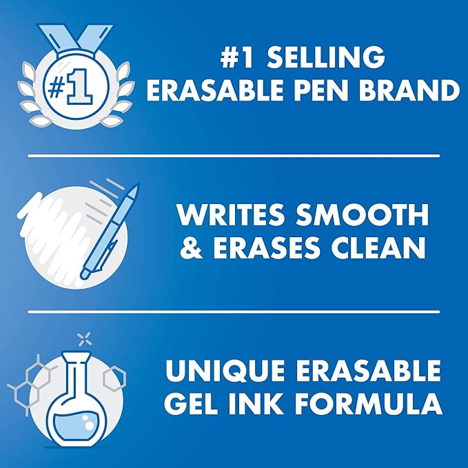 Pilot, FriXion Synergy Clicker Erasable, Refillable, Retractable Gel Ink Pens, Extra Fine Point 0.5 mm, Pack of 8, Black
