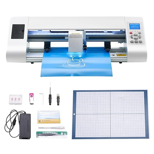 VEVOR Cutting Machine, Automatic Edge Detection Vinyl Cutter Machine with Design Software and Materials, Compatible with Multiple File Formats, for Creating Customized DIY Crafts, Cards, Stickers