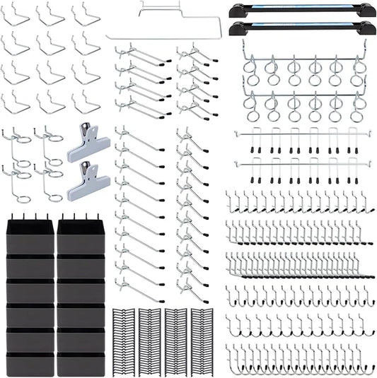 283PCS Metal Pegboard Hooks Organizer Kit for Organizing Various Tools - Heavy Duty 1/4" & 1/8" Pegboard Accessories with Pegboard Bins, Wall Mount Tool Storage for Garage, Workshop & Kitchen