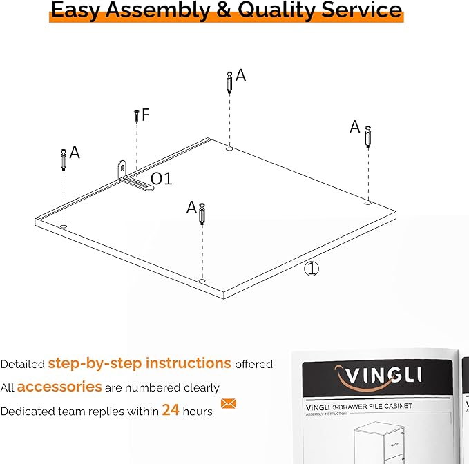 VINGLI 3 Drawer File Cabinet with Lock, Home Office Filing Organizer, for Letter Size File Folder Storage, Wood Tall Vertical Filing Cabinet, Printer Stand, Archivador (White)