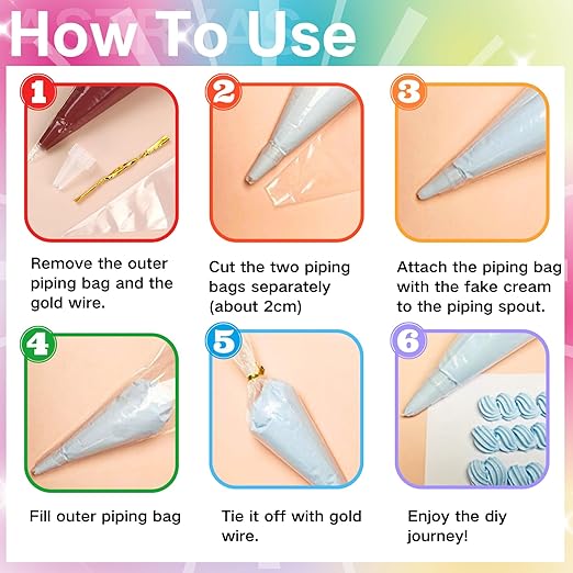 ASTRYAS Cream Glue,10Pcs 100g Decoden Fake Whipped Cream Glue DIY Phone Case Kit with Plastic Piping Tip for DIY Handmade Craft Decoration - Pony Color