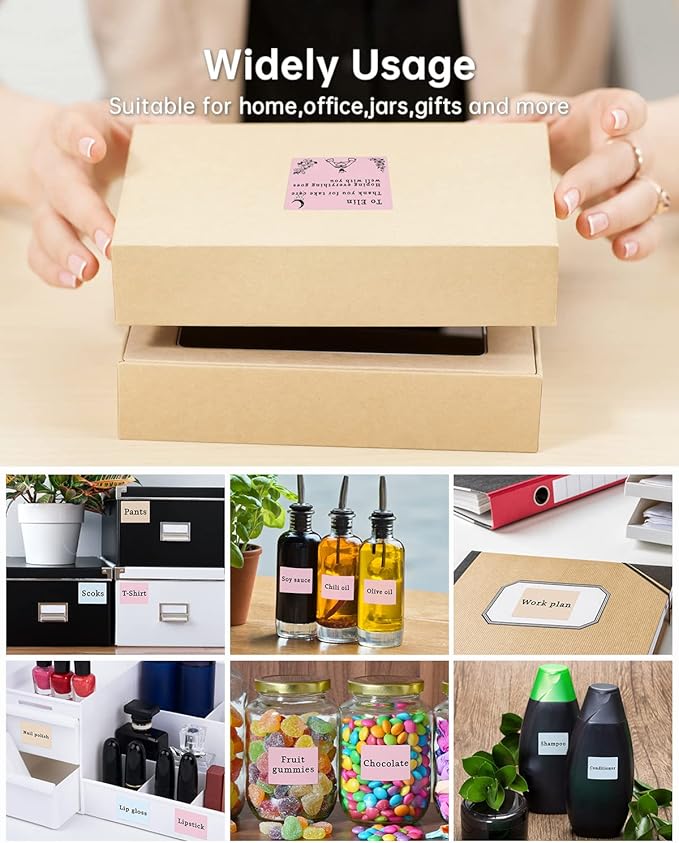 Phomemo Labels,Thermal Color Label,1.57'' x 1.18''Square Self-Adhesive Sticker Paper for Phomemo M110 M220 M221 M120 M108 M150 M250 M260 M160 M200 Printer, for Barcode,Name,Address (Pink/Blue/Khaki