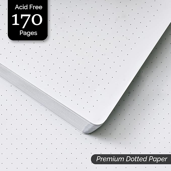 Hardcover Dotted Spiral Journal Notebook For Women & Men - 170 Pages, Spiral Dotted Notebook for Work & Note Taking, Journal for Writing, Drawing - A5 Grey