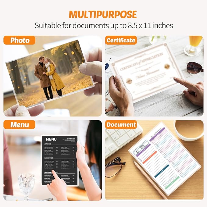 Thermal Laminating Pouches 9"x11.5" Inches, Holds 8.5 x 11 Inch Sheets,5mil 200Pack Hot Laminate Films, Clear Laminator Papers, Letter Size Lamination Sheets (125Mic 200Pcs)