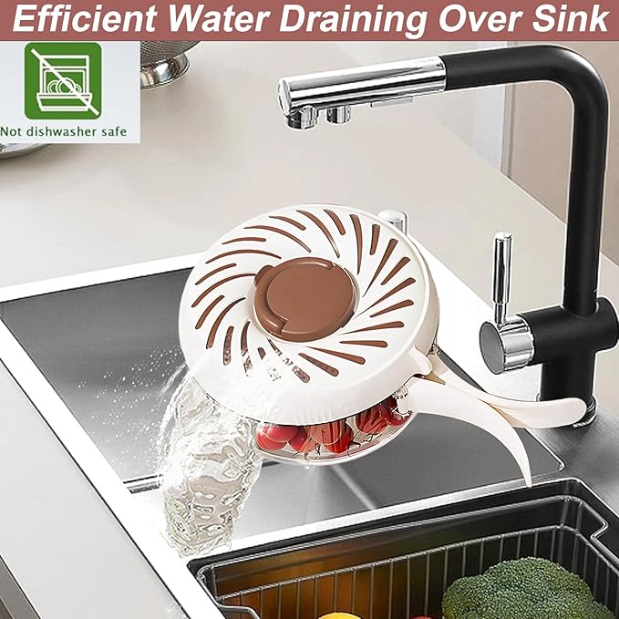 2025 New Upgrade Fruit Washing Bowl with Strainer,3 in 1 Multipurpose Drain Basket with Lid & Ice Box,Foldable Handle Fruit Strainer,1QT(1L)Fruit Washer Perfect for Fridge Storage and Outdoor Picnics