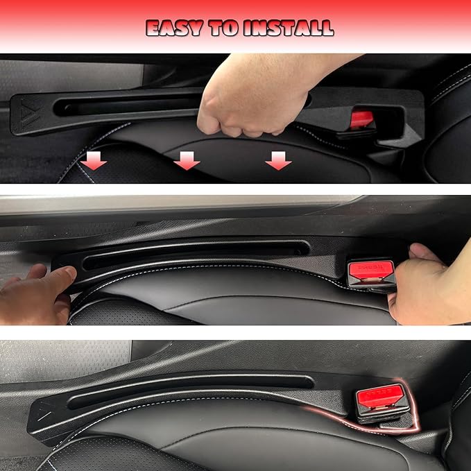 Car Seat Gap Filler Universal Fit Gap Filler Organizer Stop Things from Dropping for Car Trunk SUV, Black, Pack of 2