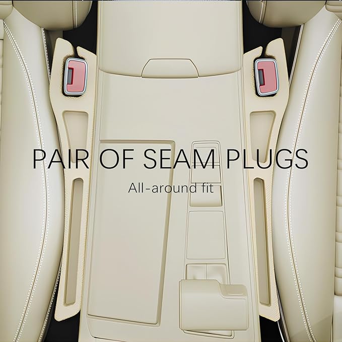 2PCS Car Seat Gap Filler Organizer,2 in 1 Car Gap Filler with Fill and Storage Function for Storing Phones Keys Cards,Universal Multifunctional No Drop Seat Guard for Cars (Beige)