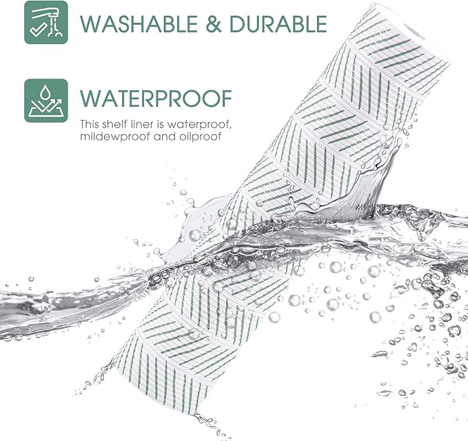 Glotoch Premium Non Slip Shelf Liner, Non-Adhesive Drawer Liner, Waterproof Shelf Liners for Kitchen Cabinets, Drawer, Fridge, Wire Shelving, Pantry-17.5" X30FT, Heavy Duty, White Herringbone