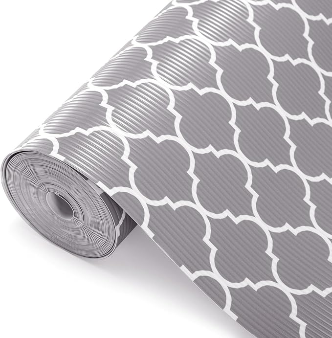 Glotoch Shelf Liner for Kitchen Cabinets Non Adhesive, 12" x20FT(240 Inch) Non Slip Drawer Liners, Waterproof Shelf Paper Closet Liners for Refrigerator Gray