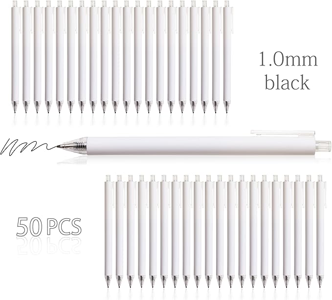 CRYLLIS Pens Bulk, 50Pack Black Pens,Black Ink Ballpoint Pens for Smooth Writing,No Smear,Office Supplies,Back to School Gifts,School Teacher,1.0mm