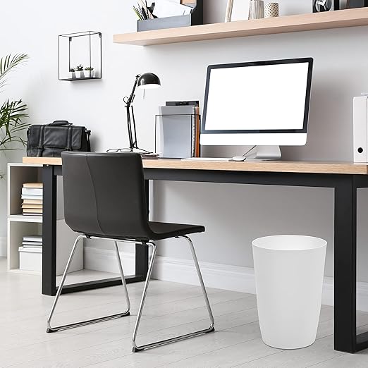 HOLDN’ STORAGE Small Trash Can - 1.58 Gallon Open Top Waste Bin, Compact Waste Can Perfect for Bathroom, Kitchen, Office, Dorm - Durable Garbage Can - Glossy White