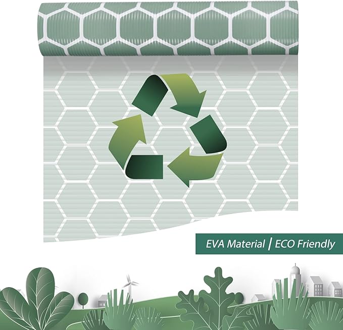 Glotoch Premium Non Slip Shelf Liner, 12” X 20 FT Drawer Liner Non Adhesive, Waterproof Shelf Liners for Kitchen Cabinets, Drawer, Fridge, Wire Shelving, Pantry, Bathroom-, Heavy Duty, Green Geometric