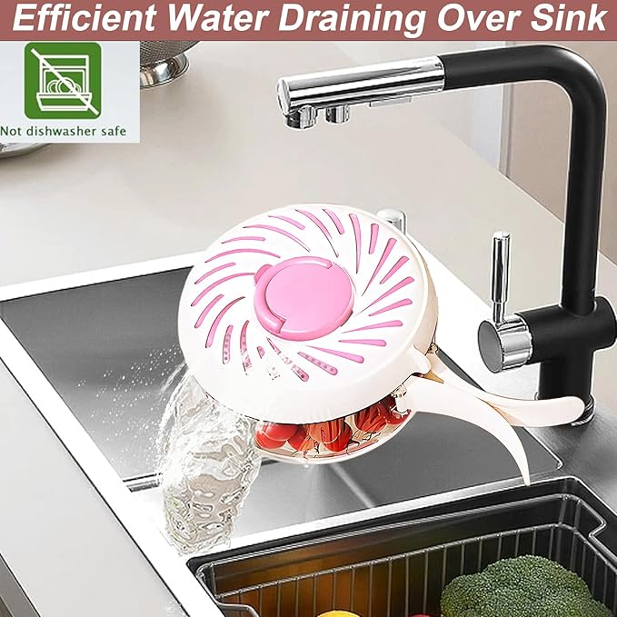 2025 New Upgrade Fruit Washing Bowl with Strainer,3 in 1 Multipurpose Drain Basket with Lid & Ice Box,Foldable Handle Fruit Strainer,1QT(1L)Fruit Washer Perfect for Fridge Storage and Outdoor Picnics