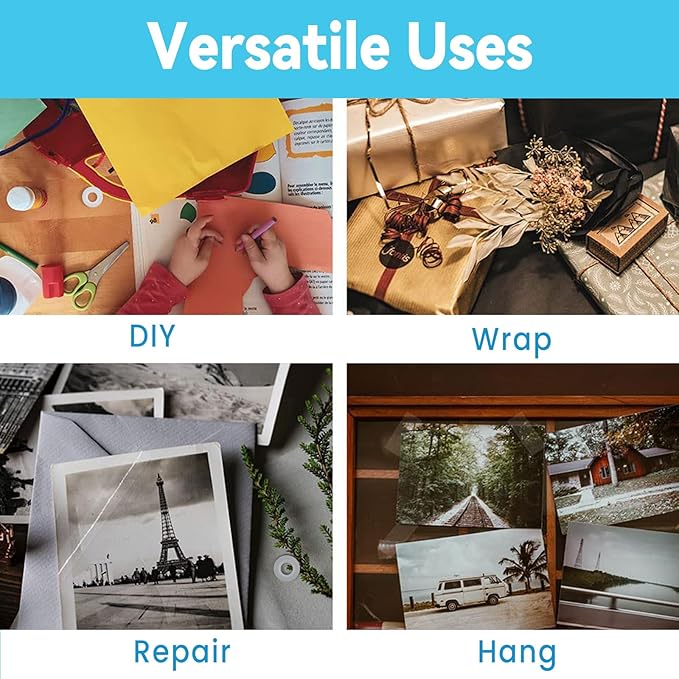 Transparent Tape Refill - Tear by Hand, 3/4" x 1000 inches, 16 Clear Tape Rolls for Dispenser, Back to School Supplies