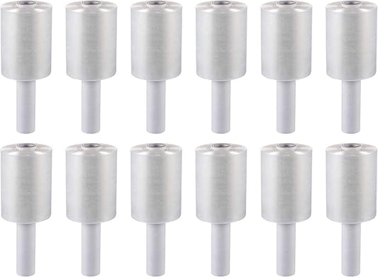 5” Stretch Wrap Mini Film 12 Rolls x 1000 Ft by PackageZoom Industrial Strength Adhering Shrink Wrap Rolls for Box & Furniture Wrapping Heavy Duty, 55 Gauge Clear Plastic Wrap for Moving & Packing